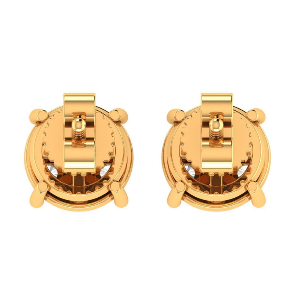 10K Real Yellow Gold Genuine Authentic 1/4 Cwt. VVS/1 Moissanite Diamond Unisex Round Flower Screw Back Stud Earrings Mini Small 6mm