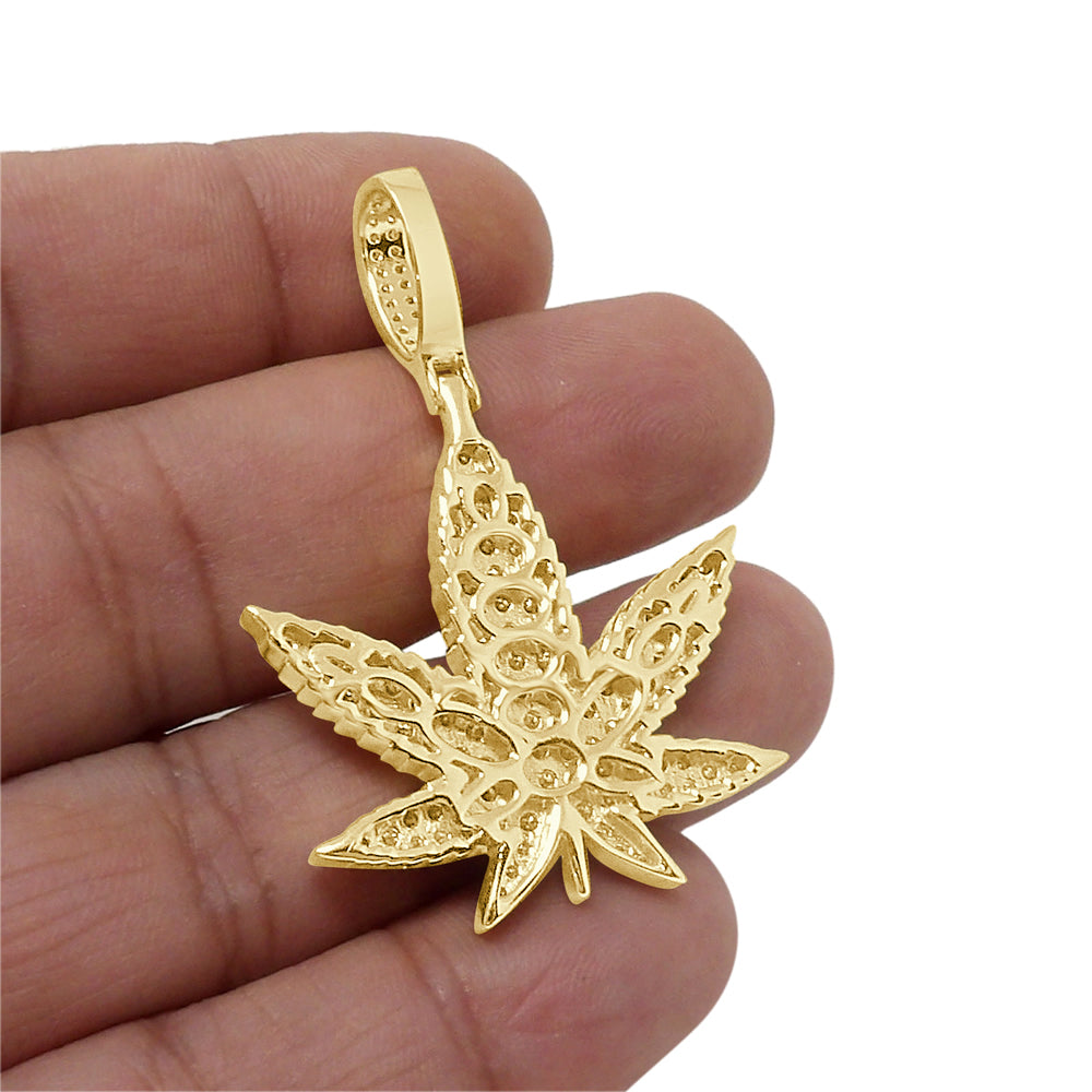 Real Genuine 4.00 Cwt. VVS/1 Authentic MOISSANITE Diamond 18+ Grams Weed Marijuana Leaf Plant Men's Custom Pendant Charm Chain Neckless Set