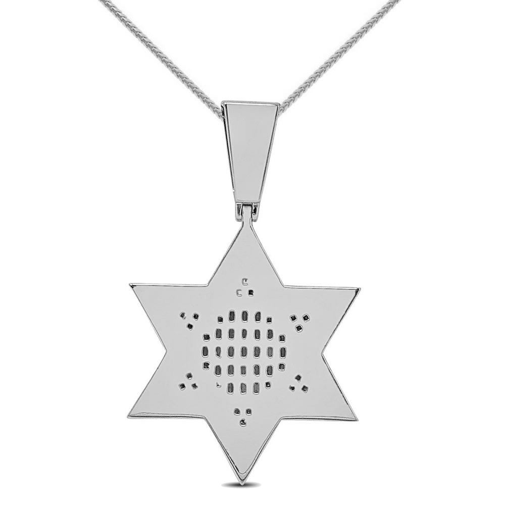 25+ Grams Real Sterling Silver 2.50 Ctw. Baguette/Round Cut Simulated Diamond 14K Gold Finish Jewish Star Of David Charm Pendant Chain Set