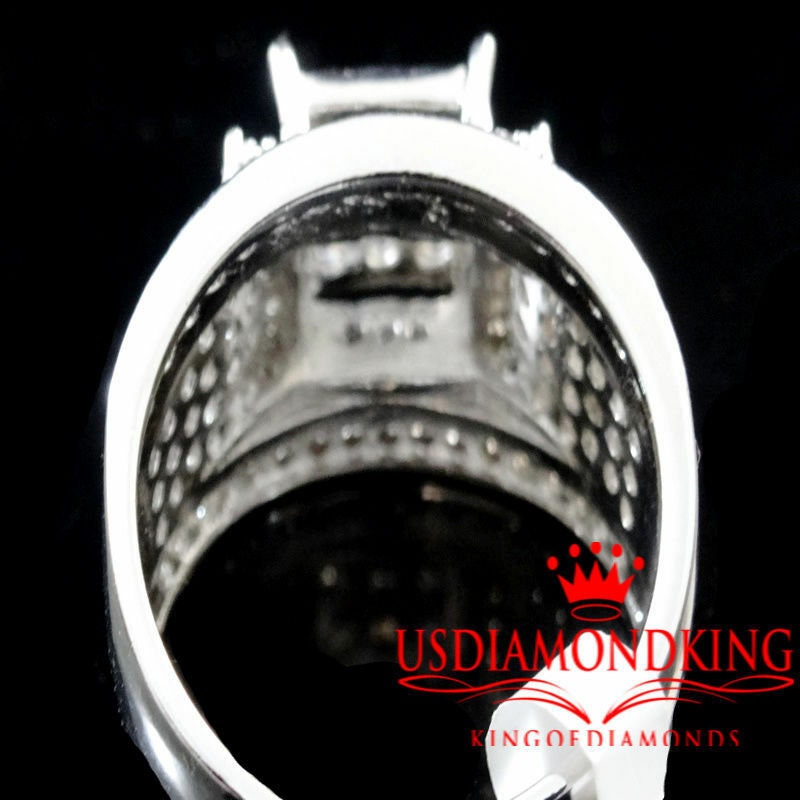 Ladies Womens 14K White Gold Finish Simulated Diamond Wedding Engagement Bridal Ring Band