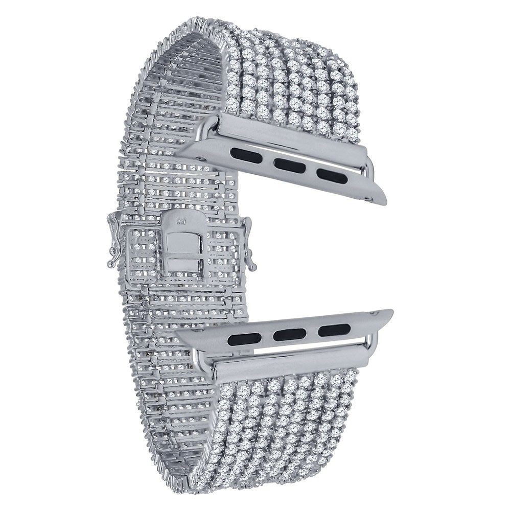 Apple Watch Series # 4 Wristband Replacement Bracelet 44mm Simulated Diamond 14K Gold Finish Iced Out Micro Pave Custom Band
