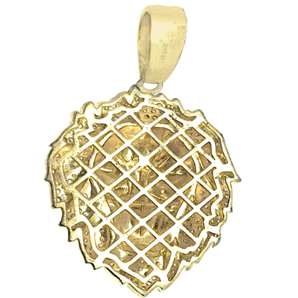 men new 10k yellow gold sterling silver lion head face necklace chain pendant chain