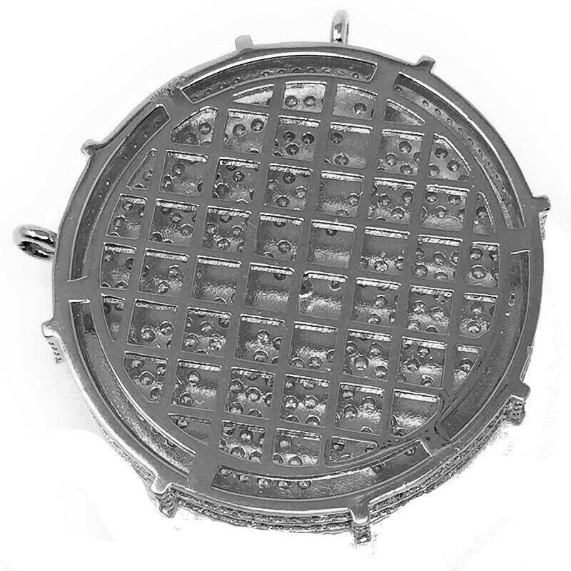 Exclusive Custom Piece 14K White Gold Over Real Sterling Silver Protect The Family 3D Pendant Medallion Charm 41 + Grams