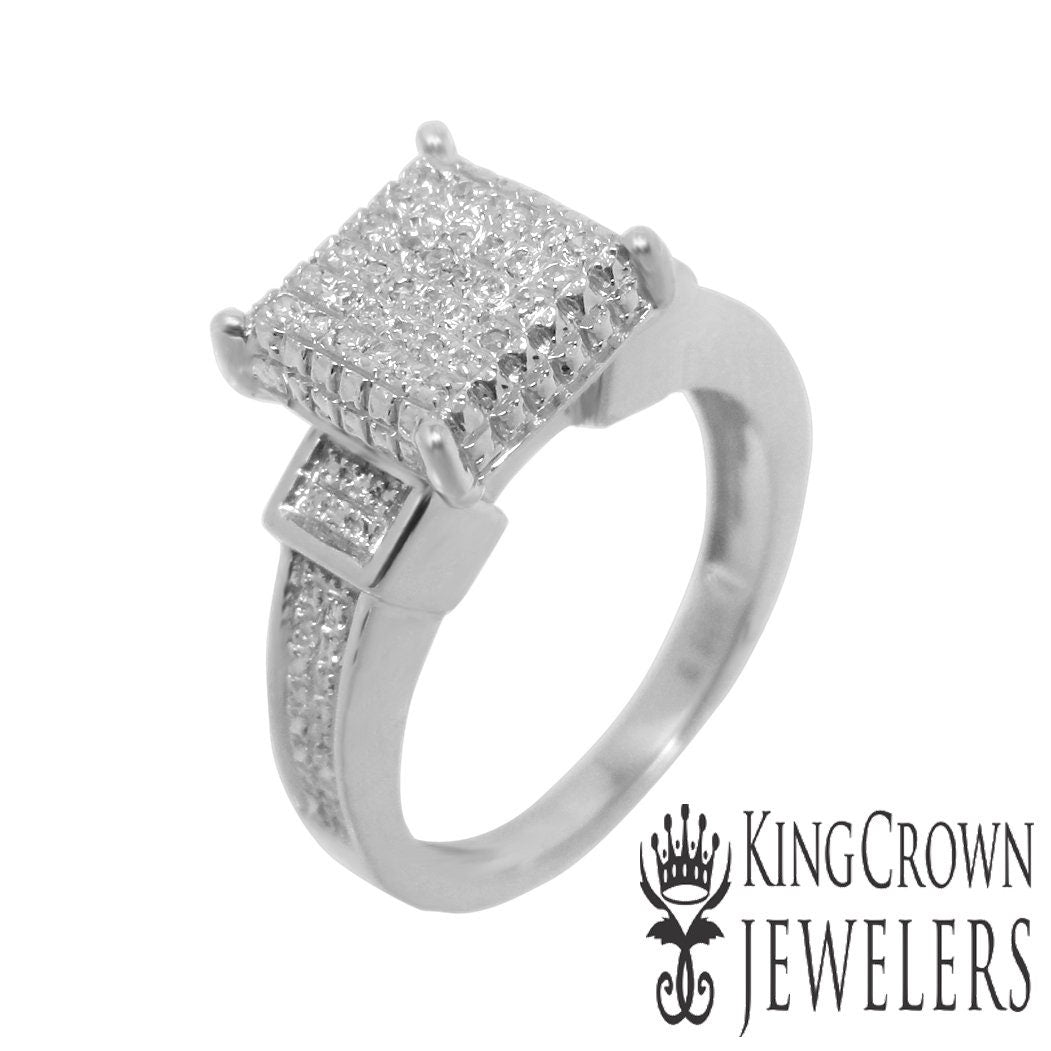 ladies genuine real diamond sterling silver engagement wedding bridal ring size 6