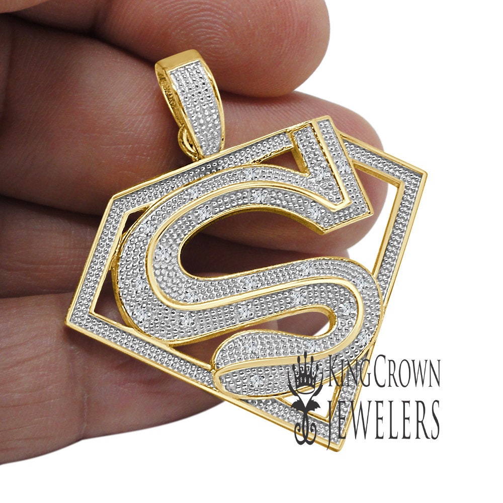 Real Genuine Authentic Diamond Custom Designer Charm 10K Gold Finish Pendent 1.80''