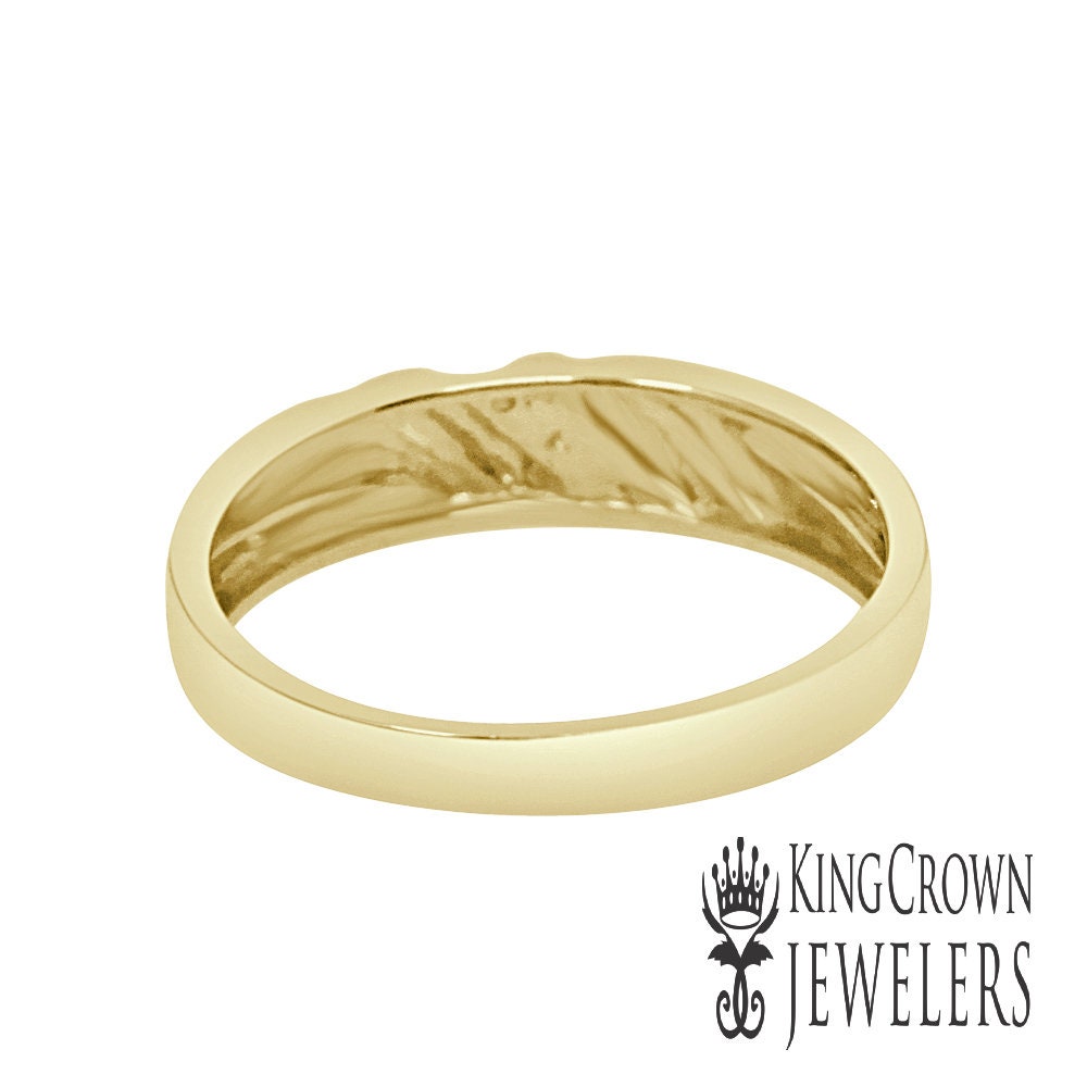 New Men's .06 cttw Genuine Real Diamond 10k Yellow Gold Channel Wedding Anniversary Ring Band Size 10