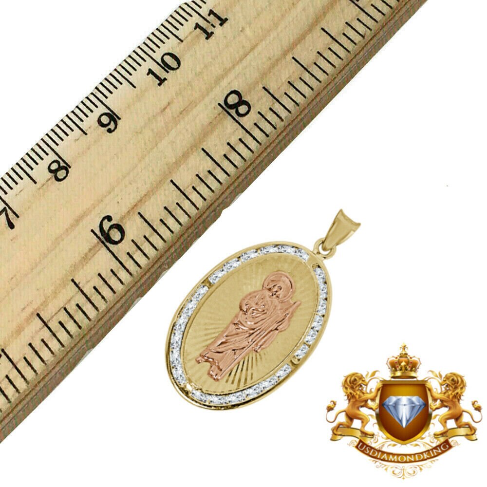 unisex Men's Ladies Saint Jud 10k Rose & Yellow Gold Oval Shape Charm Pendant