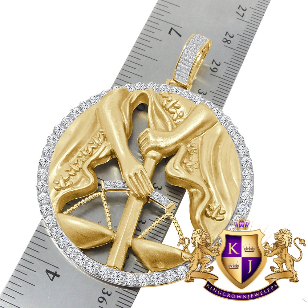 3D XL 2.75'' Genuine Sterling Silver Libra Scales Lucky Zodiac Sign Astrology Horoscope Pendent Charm