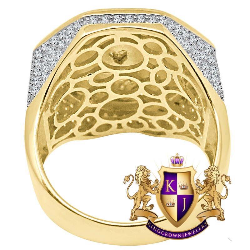 Men's Big Bold 22mm Genuine Real Sterling Silver 14k Yellow Gold On Masonic Freemason Mason G Compass 4.00 Cwt. Simulated Diamond Ring Band