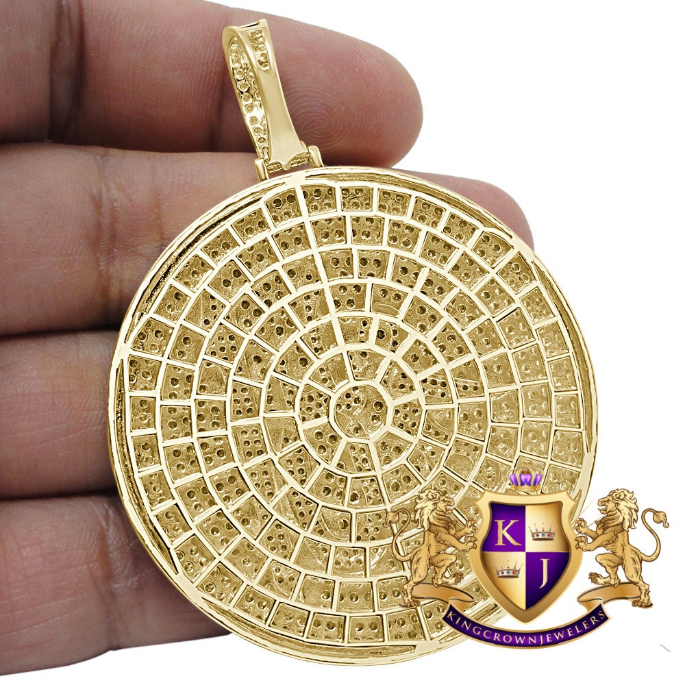 XL 2.85 '' Real Genuine Yellow Gold Sterling Silver Egyptian Queen Nefertiti Pendant Charm Medallion