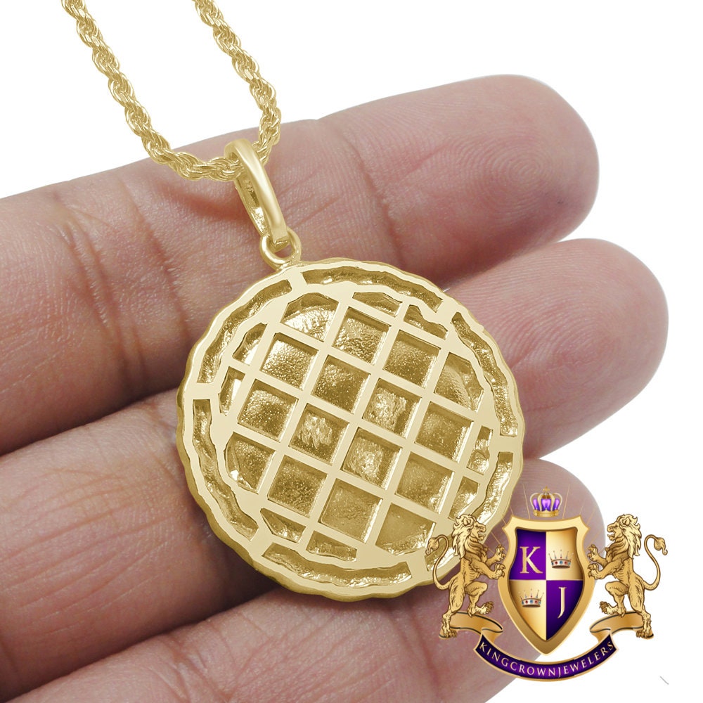 Genuine Authentic Sterling Silver 2.00 Cwt. Simulated Diamond 14K Gold Finish Egyptian Ankh Cross Medallion Charm Pendant Chain Necklace Set
