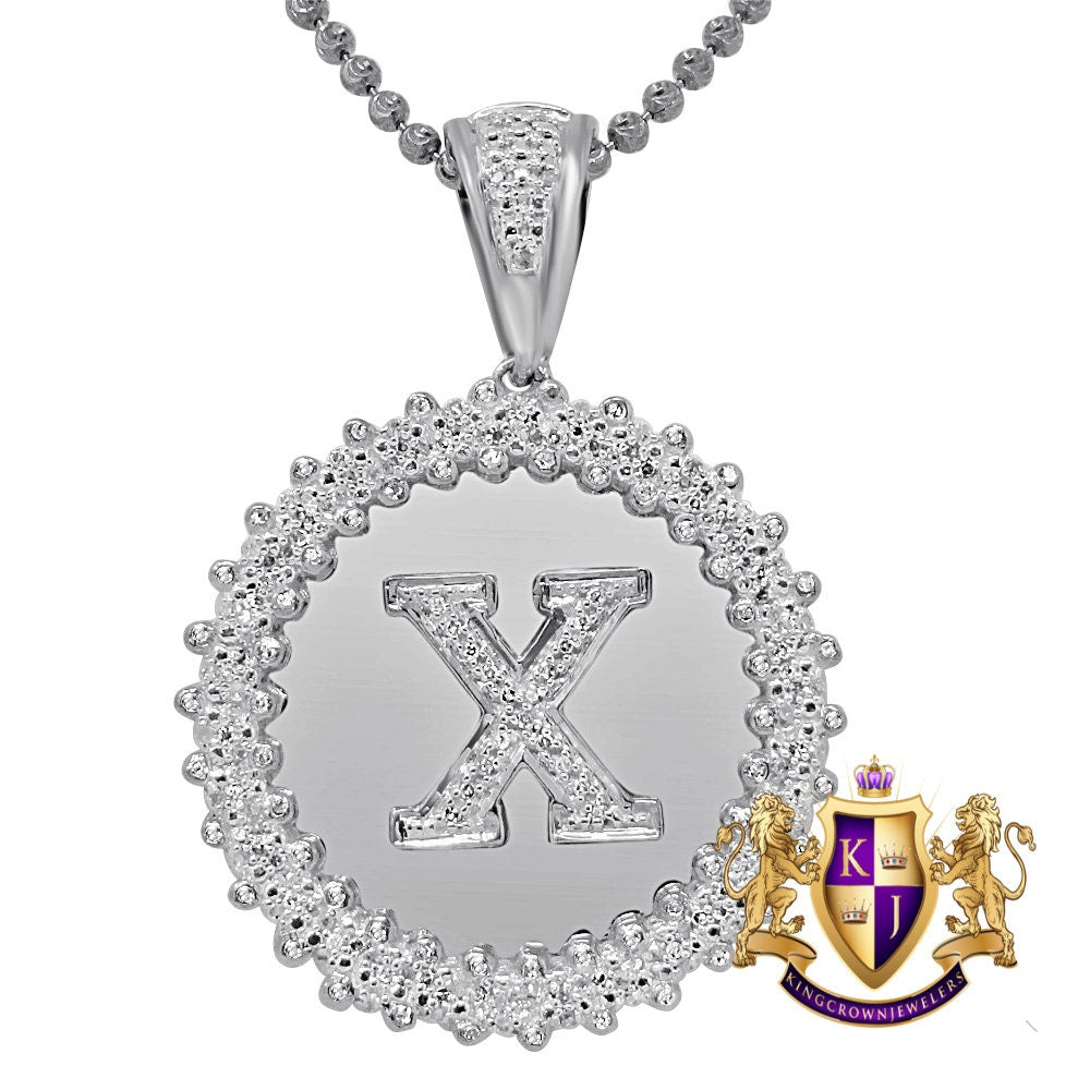 Real Genuine Authentic Diamond 0.85 Cwt. Initial Letter Alphabet "X" Round Flower Pendent Charm Chain Set 1.65''