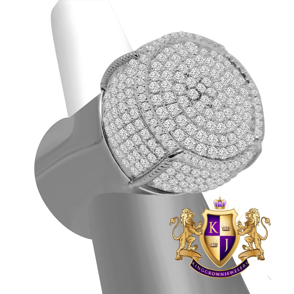 Big XL Mens Real White Gold Sterling Silver Simulated Diamond Champagne Bottle Custom Ring Band