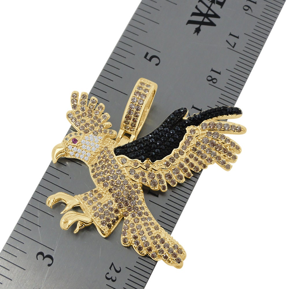 Genuine Real Sterling Silver Simulated Diamond Eagle Bird Pendent Charm Rope Chain Set