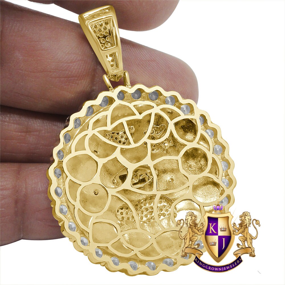 Men's Real Yellow Gold On Sterling Silver Simulated Diamond Egyptian Accent Symbols Pendent Charm Medallion