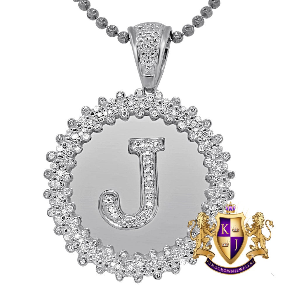 Real Genuine Authentic Diamond 0.85 Cwt. Initial Letter Alphabet "J" Round Flower Pendent Charm Chain Set 1.65''