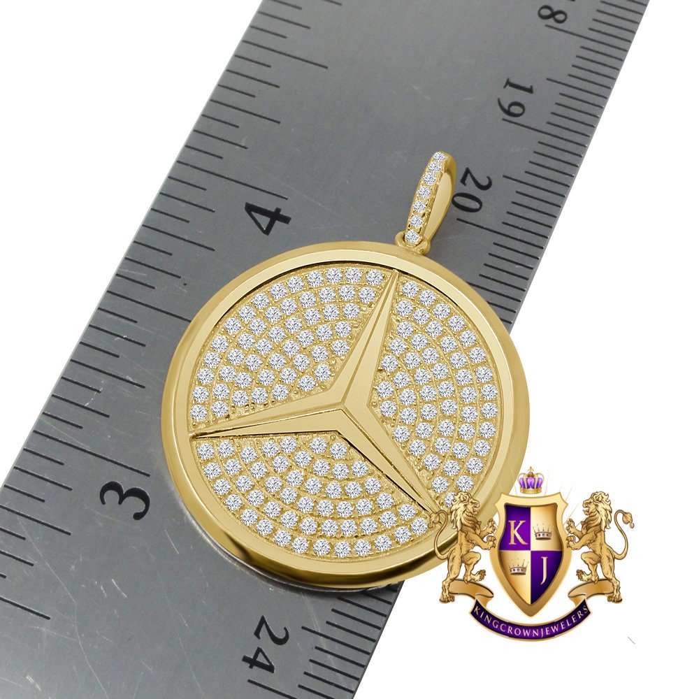 Custom Piece Real Genuine Sterling Silver Simulated Diamond Car Designer Charm Pendent Chain Set