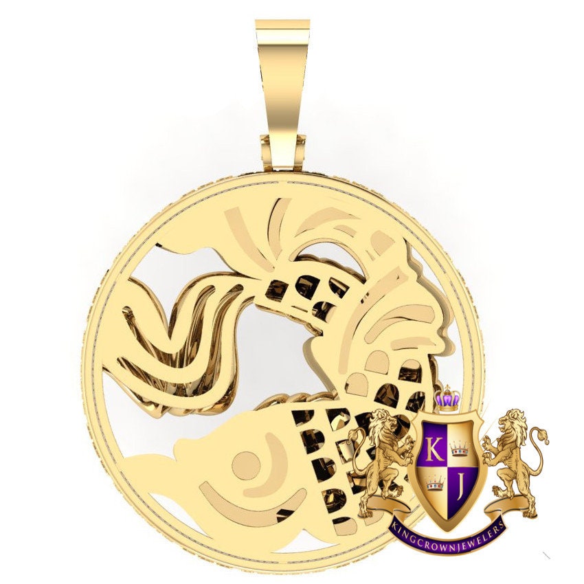 Real Genuine Authentic Diamond Pisces Fish Zodiac Lucky Sign Astrology Horoscope 3D Pendent Charm 10K Gold Finish