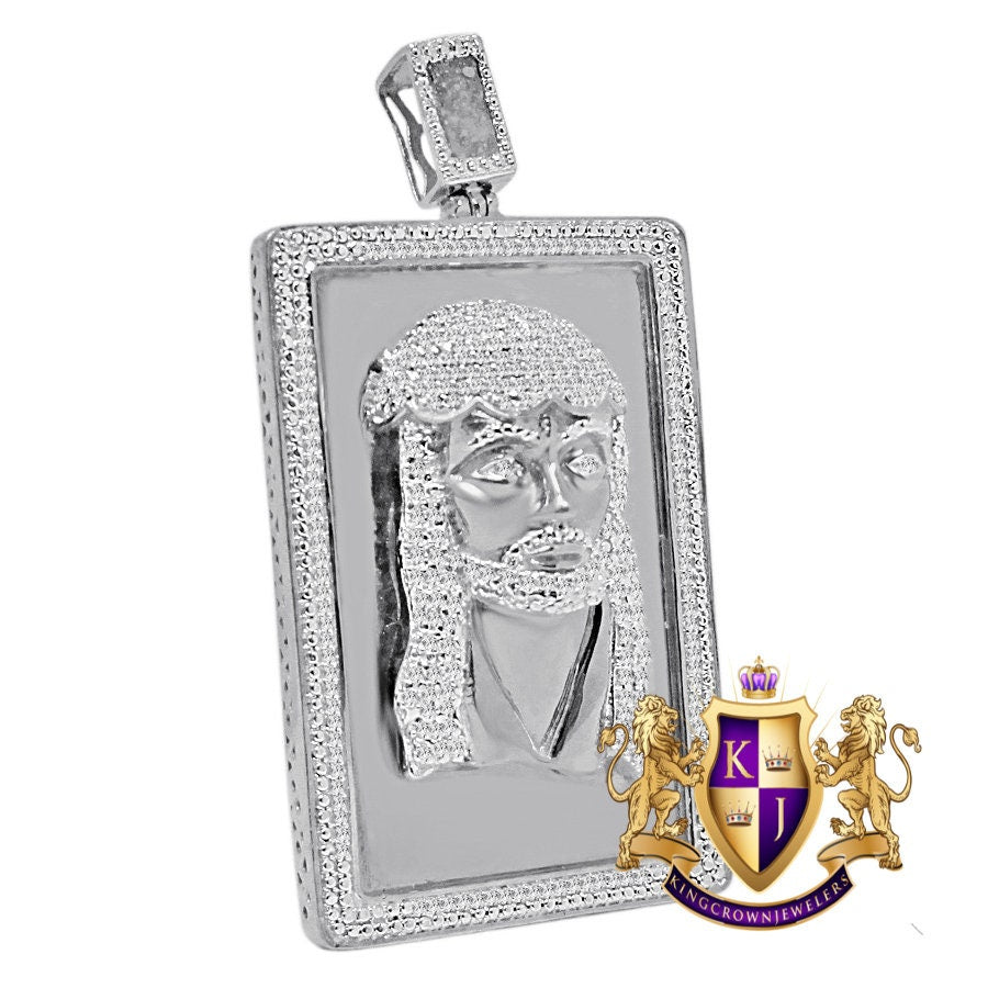 Men's Real Genuine Authentic Diamond 25+ Grams 10k Gold Finish Jesus Face Piece Frame Charm Cross Pendent 2.25''