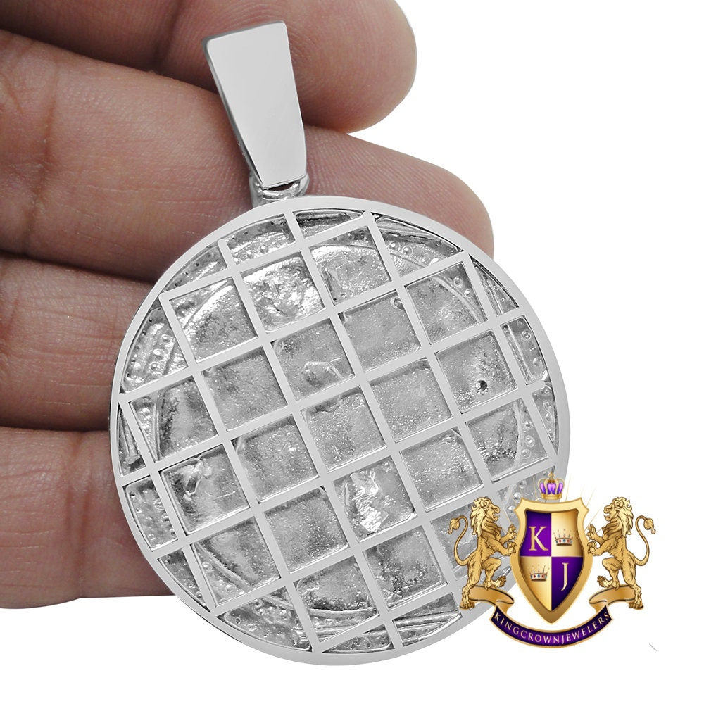 Mens Real Genuine Diamond Scottish Rite 32nd Degree Masonic Eagle Freemason Round Pendent Charm Medallion 2.35''