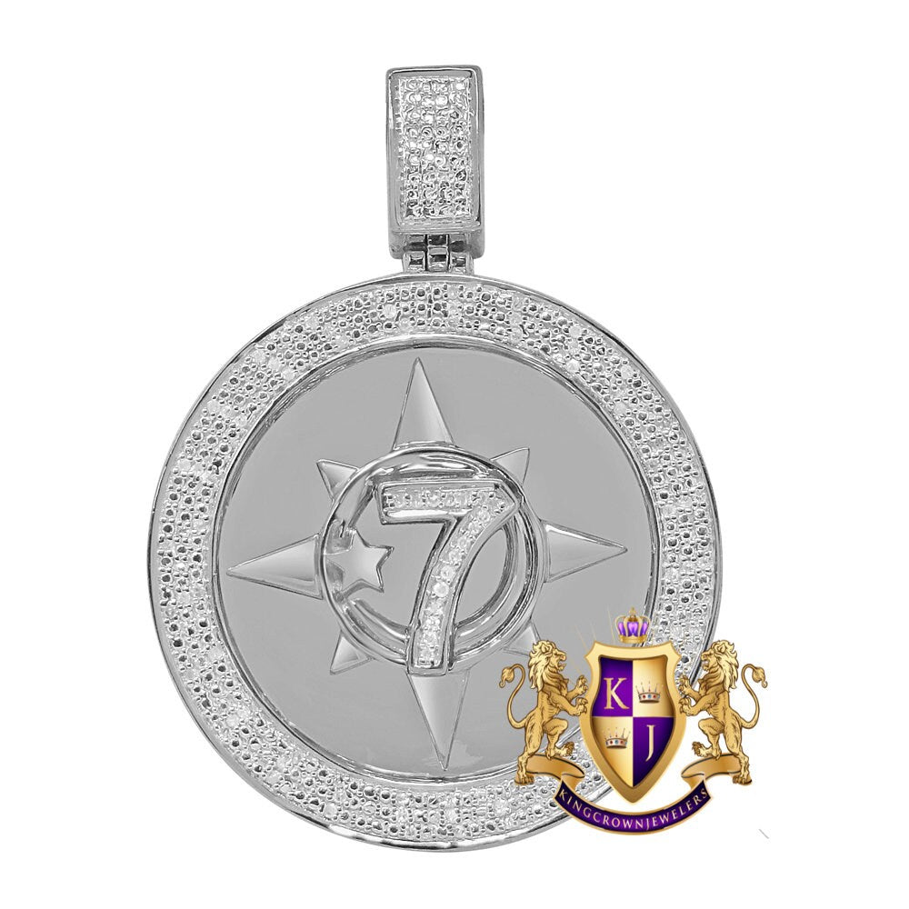 Men's Real Genuine Authentic Diamond 0.40 Cwt. 20+ Grams Five-Percent Nation Five Percenter Allah Muslim Pendent 10K Gold Finish Charm 2''