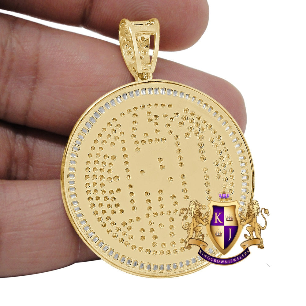 Real Genuine Sterling Silver Stay Humble Hustle Hard Grind Baguette Circle Custom Pendant Charm 2''