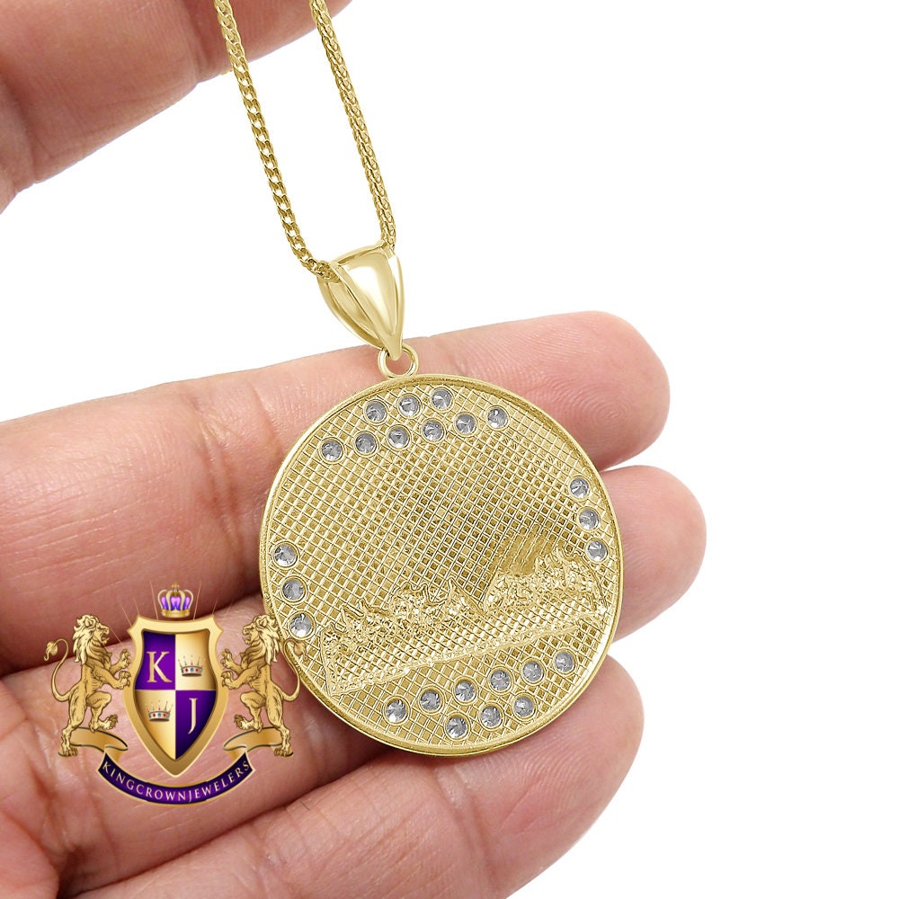 10K Real Authentic Solid Yellow Gold Last Supper Jesus Apostles Gospel Pendant Religious Pendent Medallion Charm + Free Chain