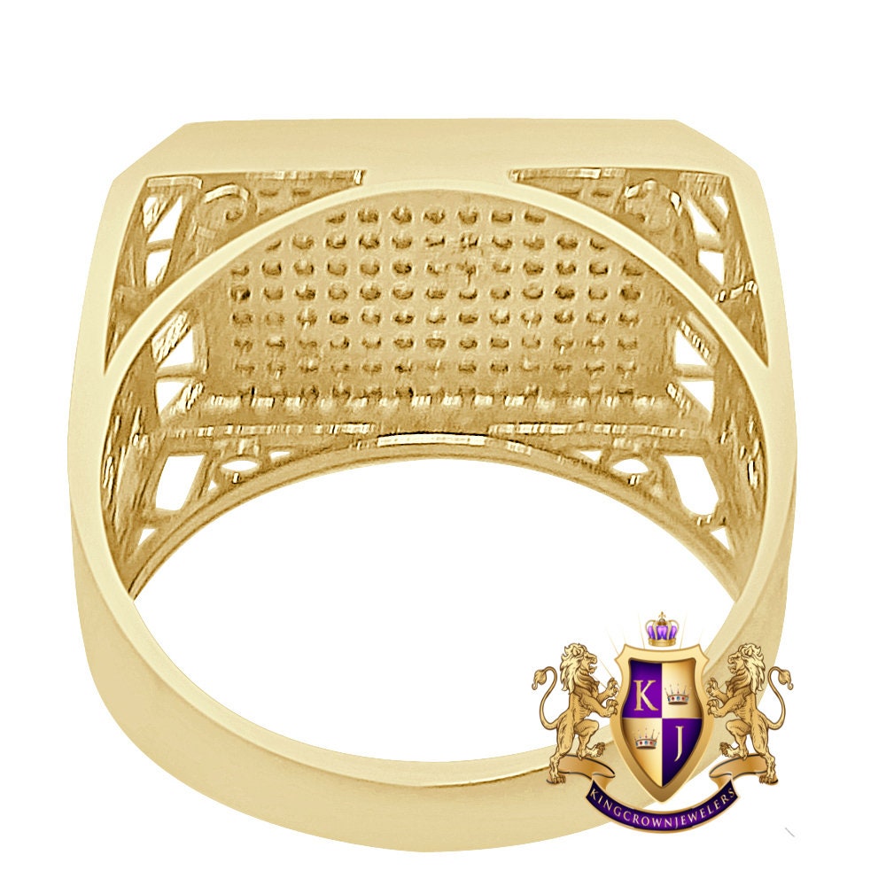 Men's Authentic Genuine Real Diamond 0.48 Cwt. 10K Yellow Gold Over Wedding Engagement Pinky Ring Band