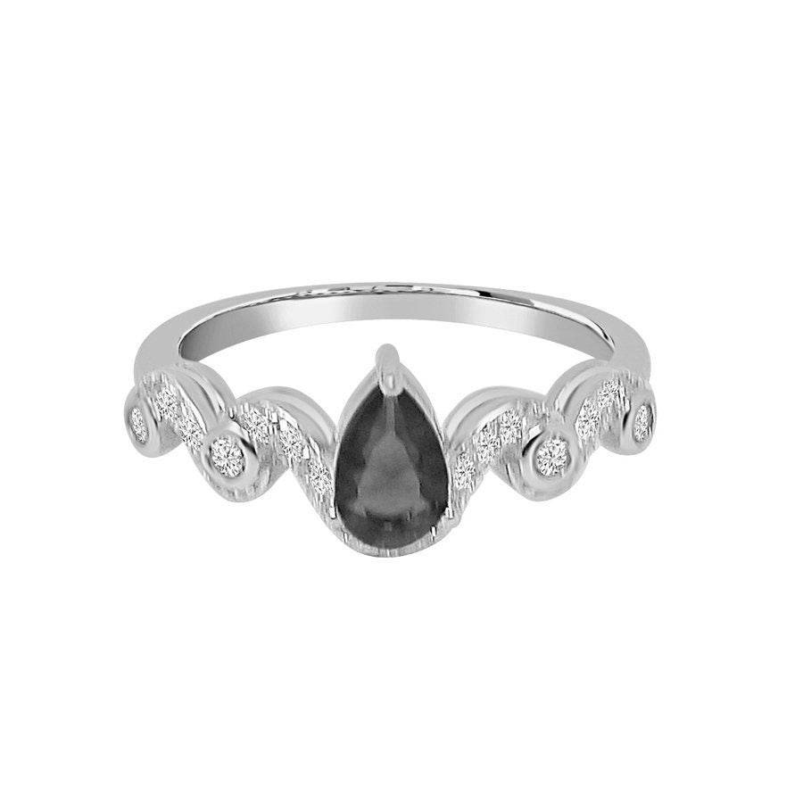 Real Sterling Silver 10K White Gold Over Onyx Black Ladies Pendent Charm Chain Neckless Earrings Ring 3 Piece Combo Set
