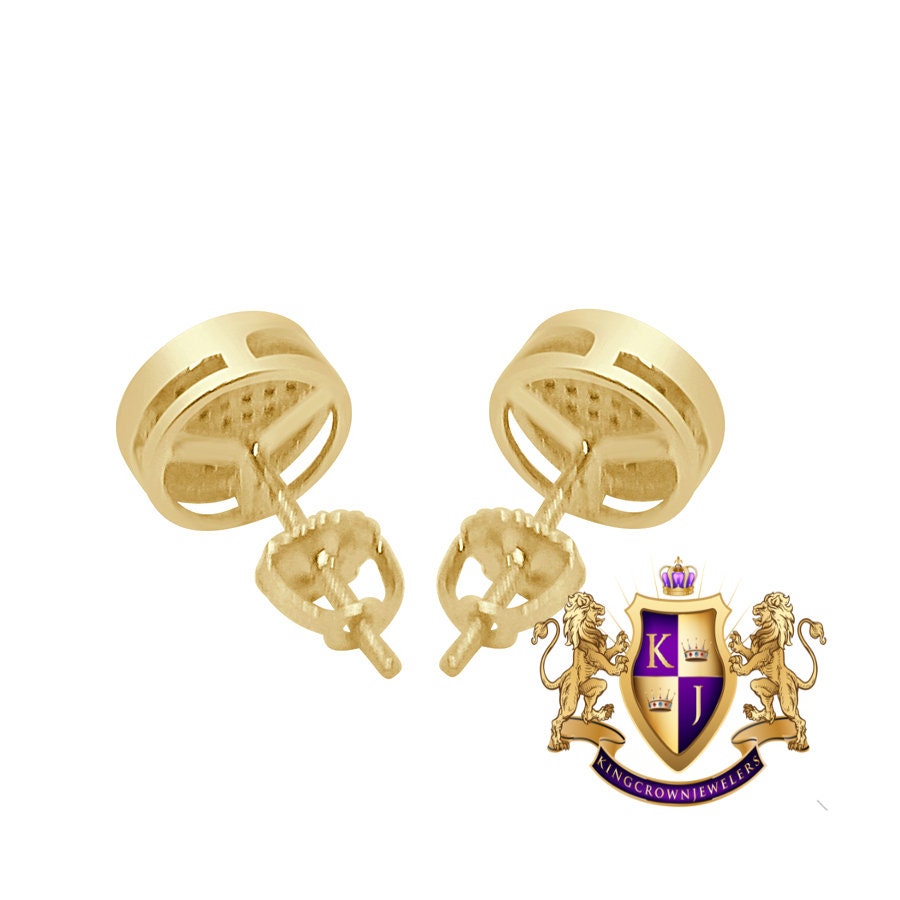 Real Genuine Diamond 0.20 Cwt. 10K Gold Finish Round Small 8 mm Screw Back Stud Earrings Unisex