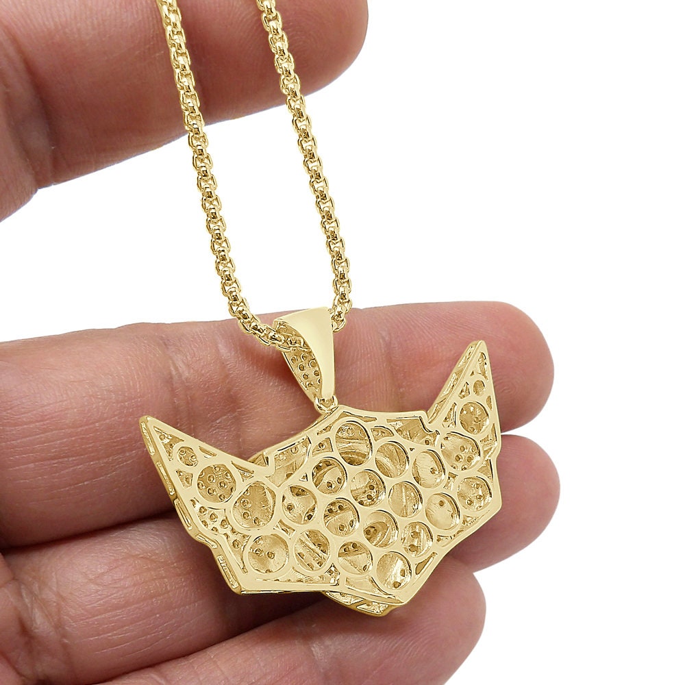 Men's Genuine Authentic Sterling Silver Simulated Diamond Flying Wings Custom Designer Pendent Charm Set