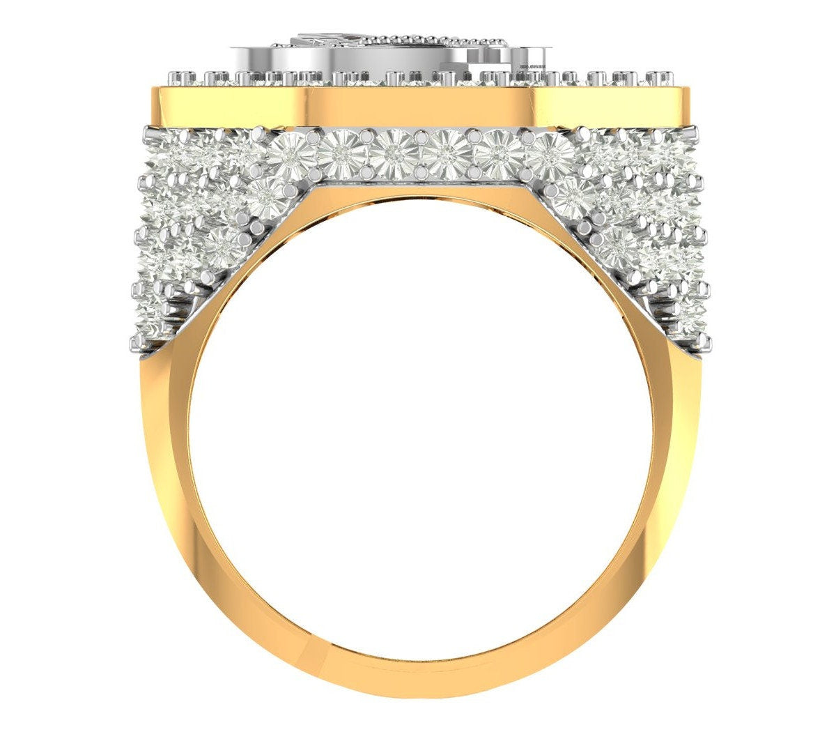 Men's Real Genuine Diamond 10K Gold Over Knights Templar Masonic Freemason Custom Ring Band (Adjustable 9.5 Up 10.5)