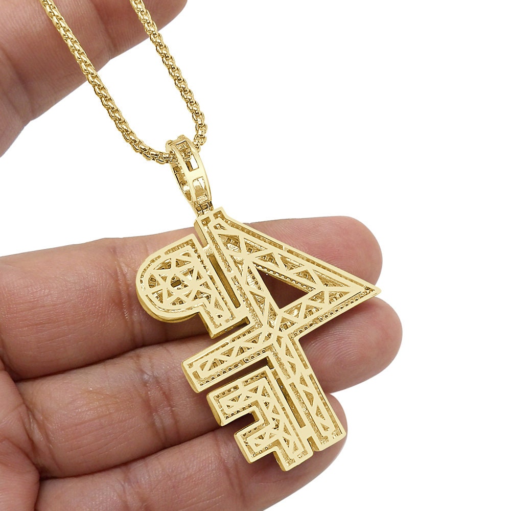 Men's 30 + Grams Real Genuine Sterling Silver Baguette Simulated Diamond 4PF Four Pockets Full Rich Custom Charm Pendant + Free Chain 2.30''