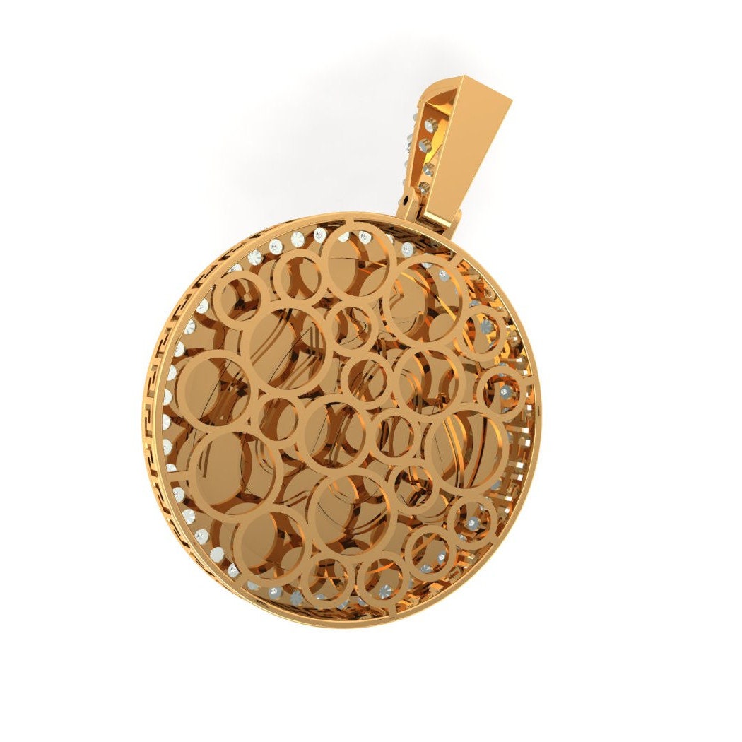 Real Genuine Authentic Diamond 10K Gold Over Muslim Islamic Arabic Pendent Charm Allah God Medallion 2''