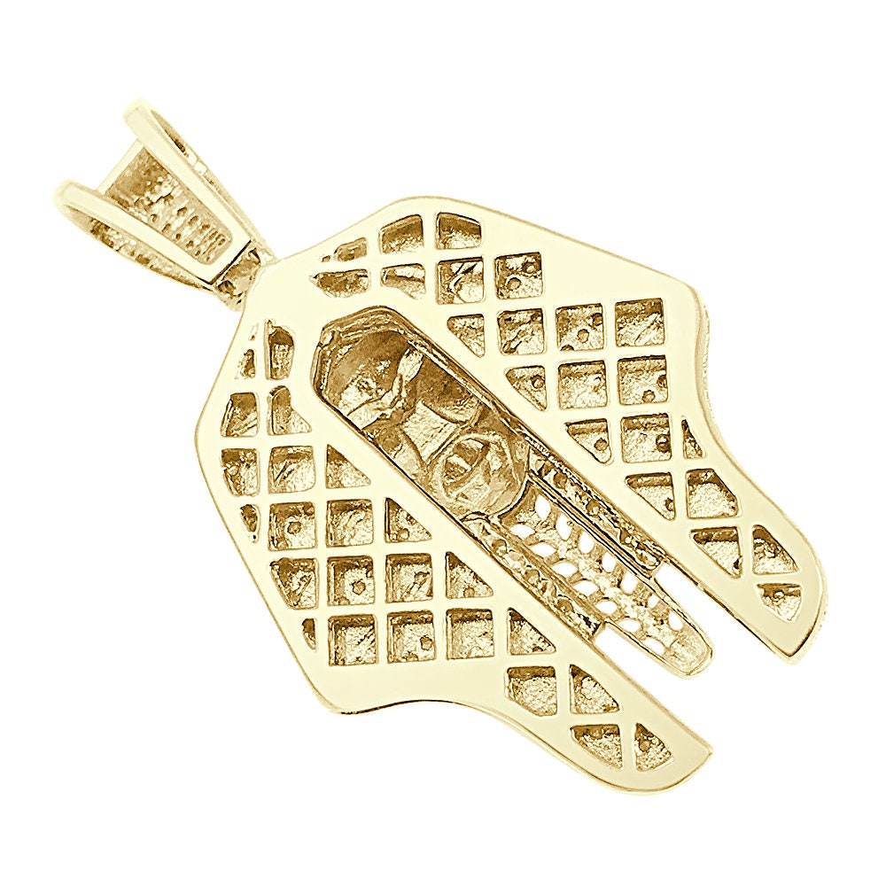 Men's Real Authentic Genuine Diamond 10K Gold Finish Egyptian Pharaoh King Tut 2" Pendant Mummy Charm 14 + Grams