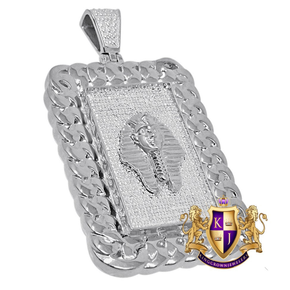 Real Genuine Authentic Diamond 29 + Grams Miami Cuban Frame Egyptian Pharaoh Mummy Charm 10K Gold Finish Pendent 2.50''