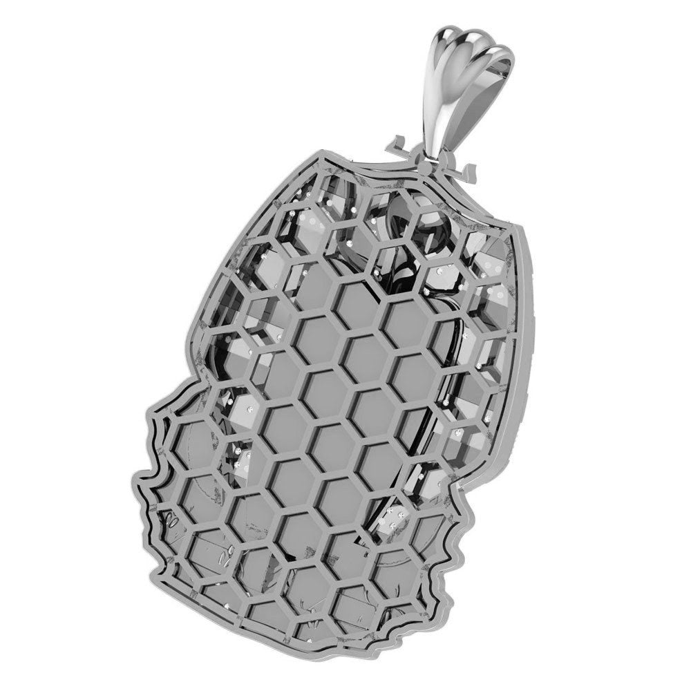 26+ Grams Genuine Real Diamond Exclusive Custom Piece Egyptian King Tut Skull Pharaoh Mummy Scarab Beetle Charm 10K Gold Over Pendent 2.75''