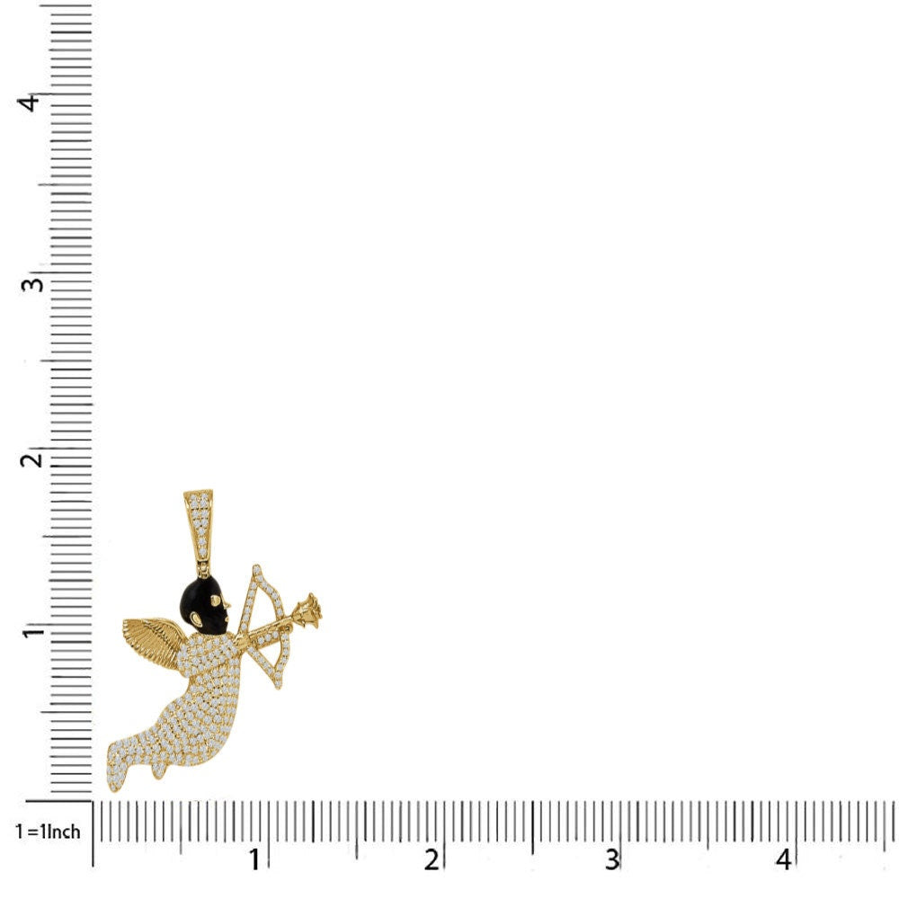 23 + Grams Real Genuine Sterling Silver 14k Gold Over Bow and Arrow Angel Love Cupid Sagittarius Archer Charm Pendant Chain Neckless Set