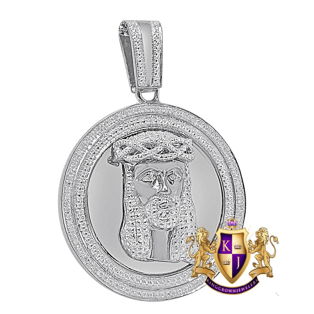 Real Genuine Authentic Diamonds 24+ Grams Jesus Face Round Medallion Charm 10K Gold Over Men's Pendent 2.25''