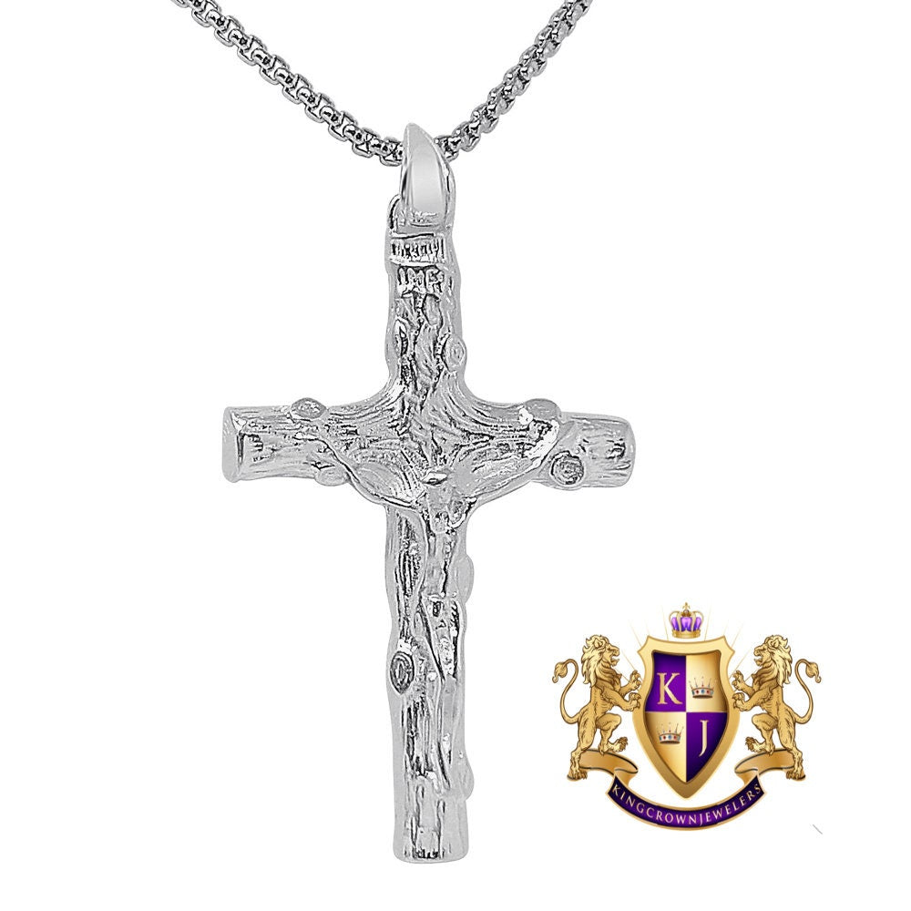 14+ Grams Real Genuine Sterling Silver Jesus Crucifix Cross Pendent 14K Gold Over Charm 2.25''