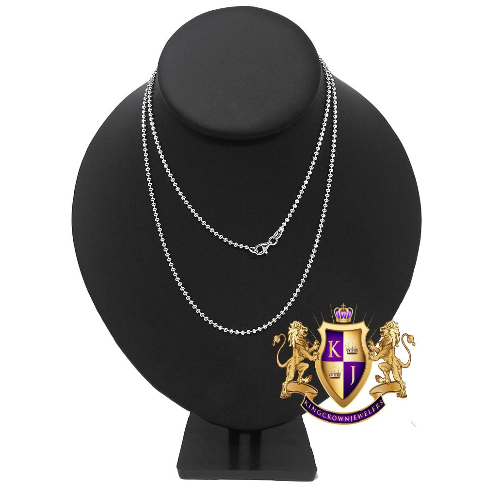 High Quality Men's Ladies Solid 14K Gold Finish Moon Cut Bead Ball Chain Necklace 2.5 mm /24 Inch