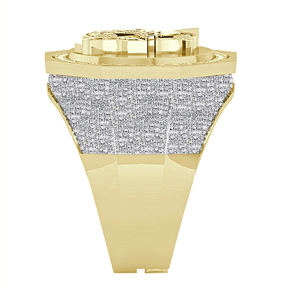 Men's Real Genuine Authentic Diamond 1.25 Cwt. 10K Gold Over Knights Templar Masonic Freemason Custom Ring Band 22mm 17+ Grams