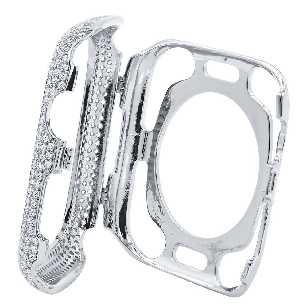 High Quality Apple Watch Custom Bezel 45mm New Series # 7 Micro Pave 14K Gold Finish 3.00 Cwt. Simulated Diamond Insert Cover Case Unisex