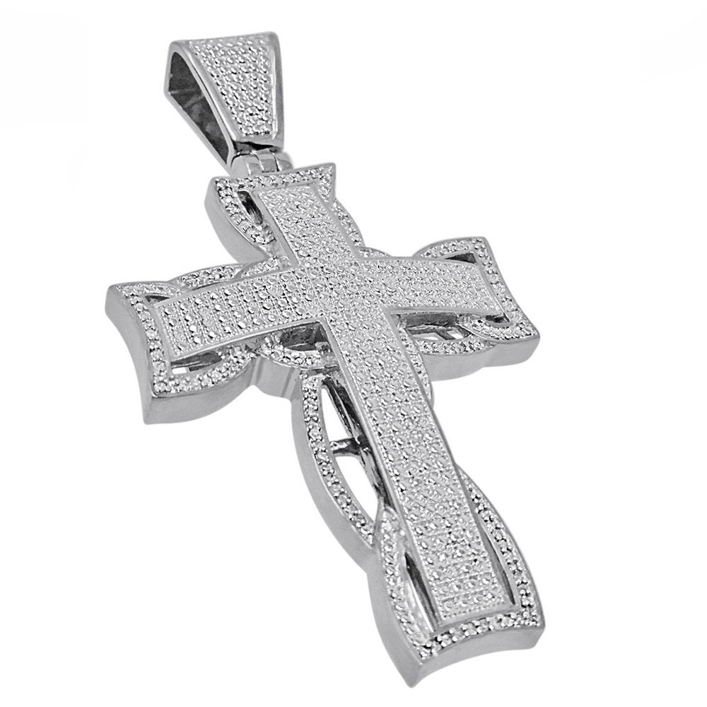Real Genuine Authentic Natural Diamond 0.40 Cwt. 18+ Grams Holy Jesus Cross Pendant 10K Solid Gold Finish Unisex Religious Charm Big 2.5''