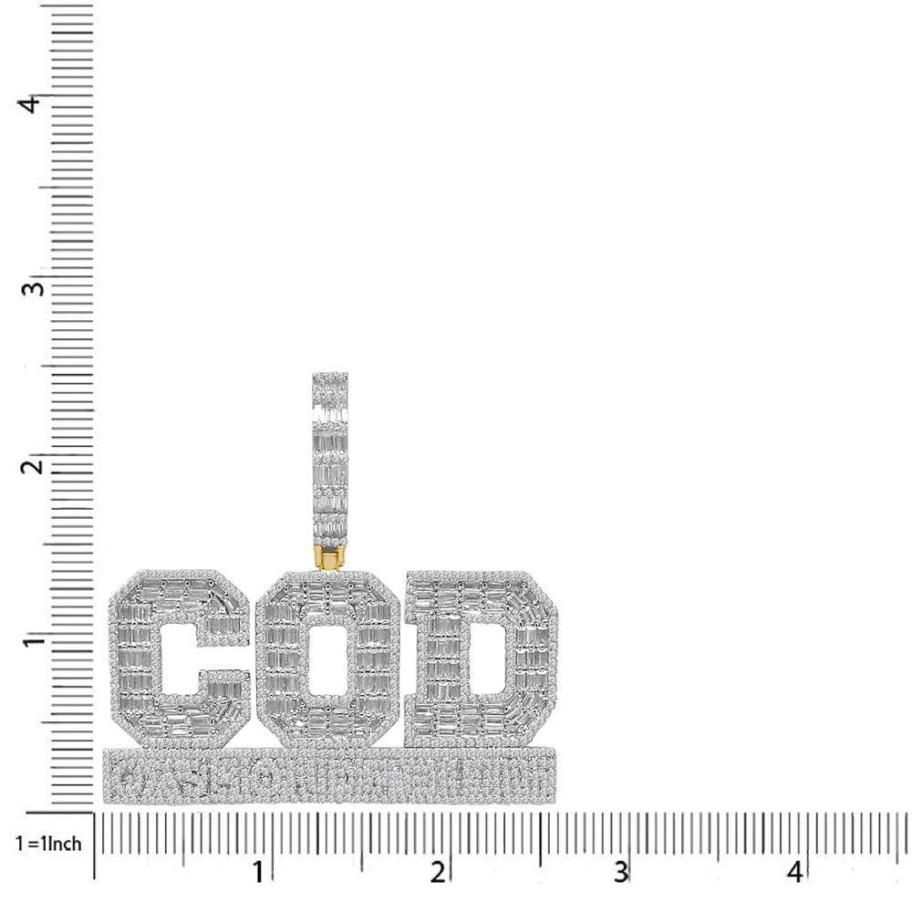 37+ Grams Big Bold 2.5'' Baguette/Round Cut 5.75 Cwt. Simulated Diamond COD Cash On Delivery Custom Piece 14K Gold On Men's Pendant Charm