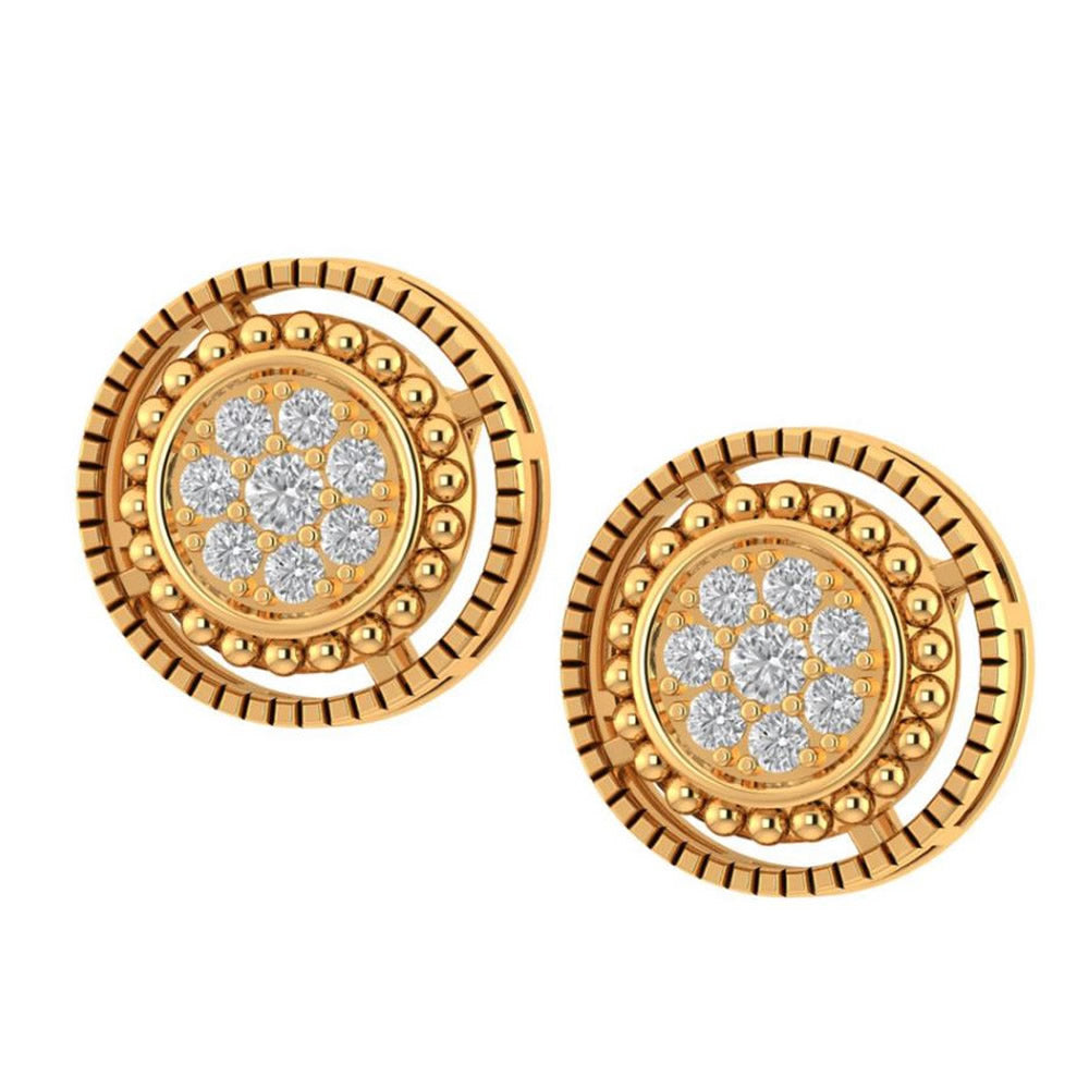 10K Real Yellow Gold Genuine Authentic 0.28 Cwt. VVS/1 Moissanite Diamond Unisex Round Screw Back Stud Earrings 11.31 mm