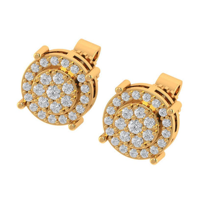 10K Real Yellow Gold Genuine Authentic 0.27 Cwt. VVS/1 Moissanite Diamond Unisex Round Screw Back Stud Earrings Small 7.30 mm