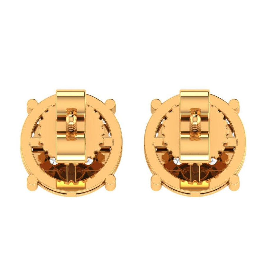 10K Real Yellow Gold Genuine Authentic 0.27 Cwt. VVS/1 Moissanite Diamond Unisex Round Screw Back Stud Earrings Small 7.30 mm