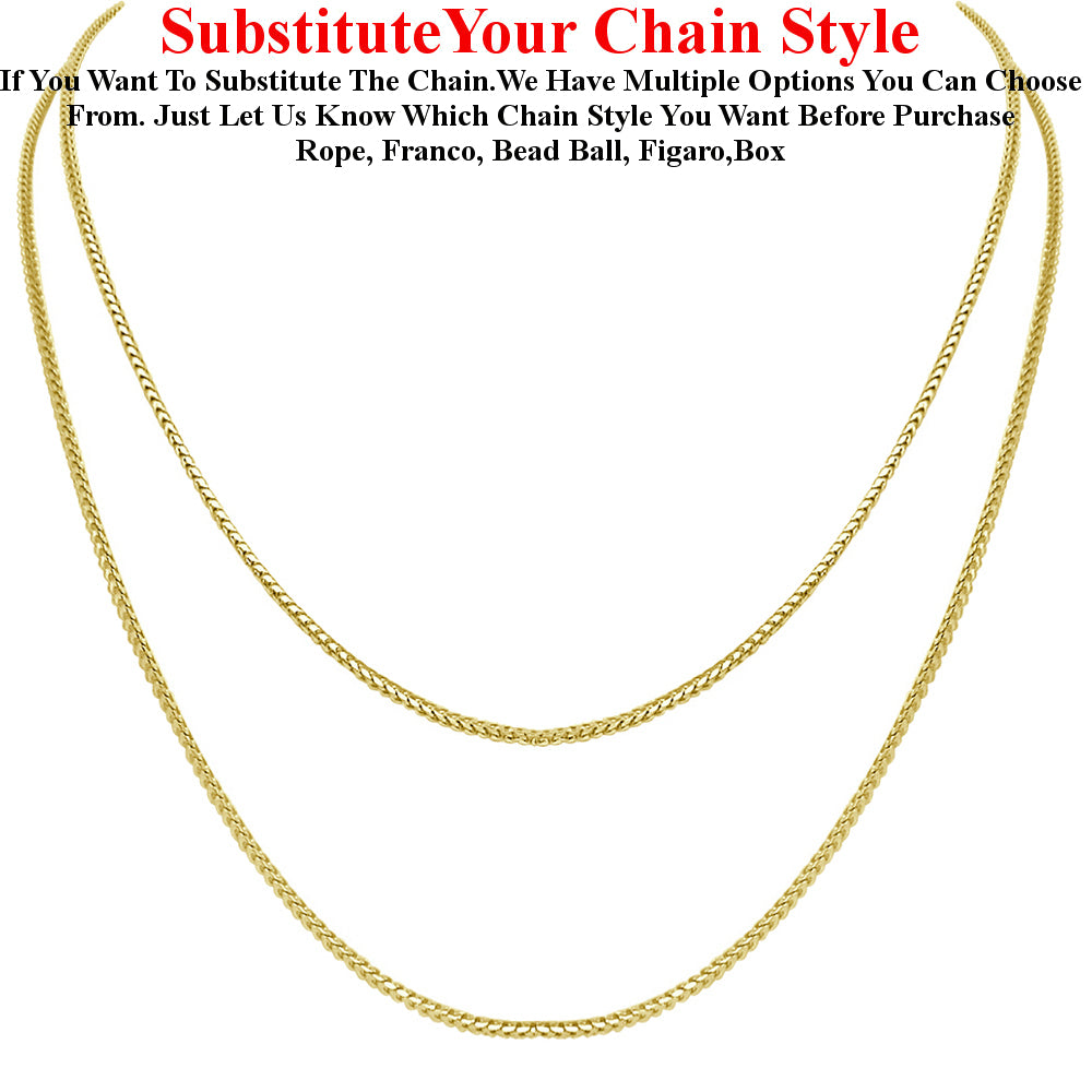 Real Genuine 3.50 Cwt. Authentic MOISSANITE Diamond 31+ Grams Ancient Egyptian Pharaoh King Tut Mummy 14K Gold Over Charm Pendant Chain Set