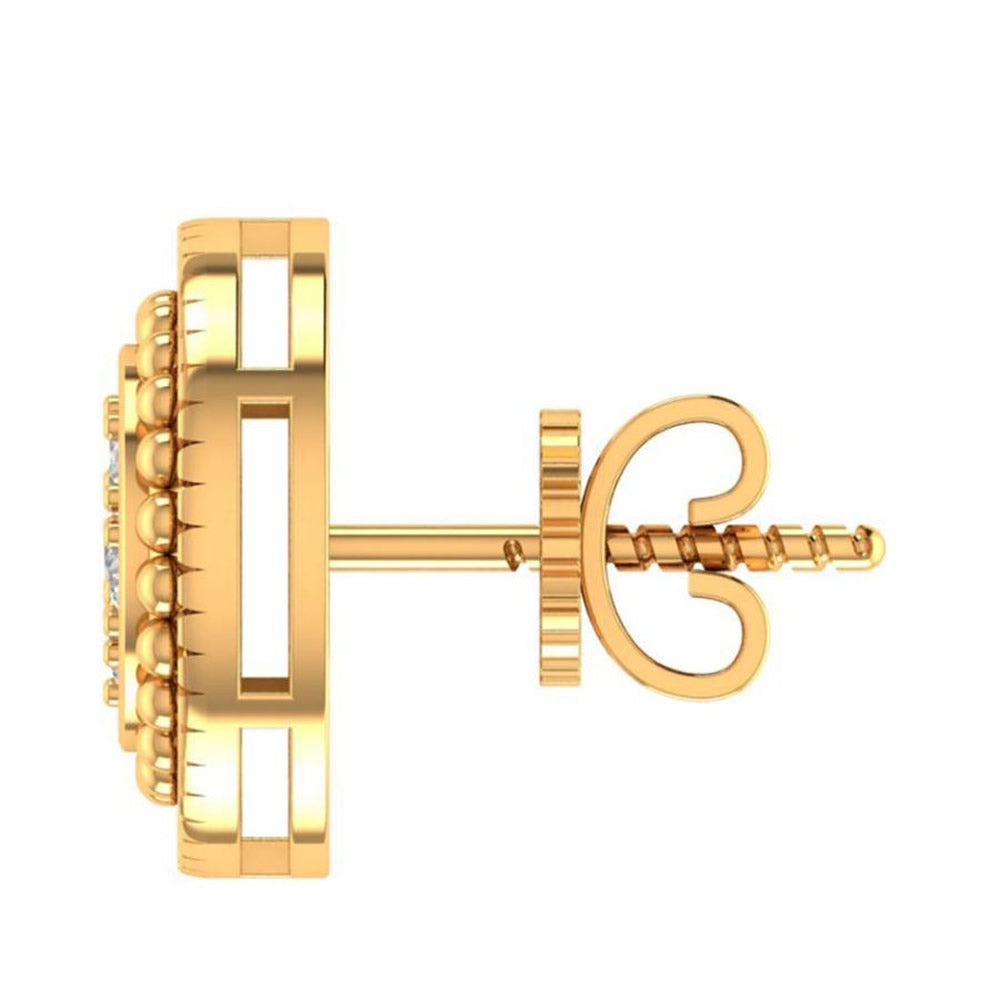 10K Real Yellow Gold Genuine Authentic 0.28 Cwt. VVS/1 Moissanite Diamond Unisex Round Screw Back Stud Earrings 11.31 mm